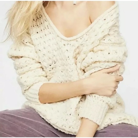 Free People Sweaters - Free people crashin waves chunky beige sweater XS